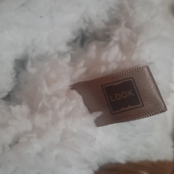 Look Slippers Wool Blend Brown Cable Knit Grippy One Size Christmas Winter - Picture 11 of 11